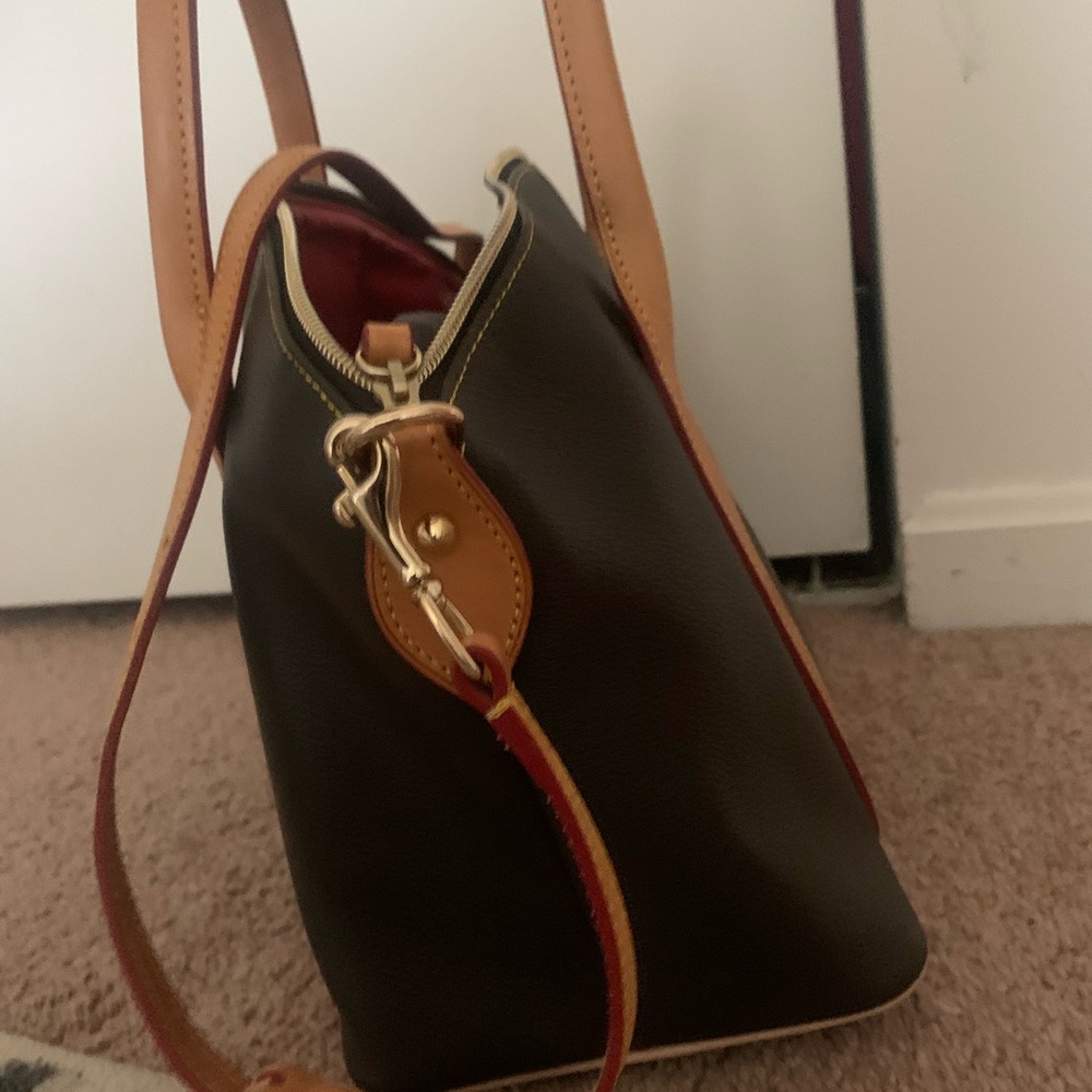 Dooney & Bourke Black Satchel with Tan Accents - Picture 3 of 13